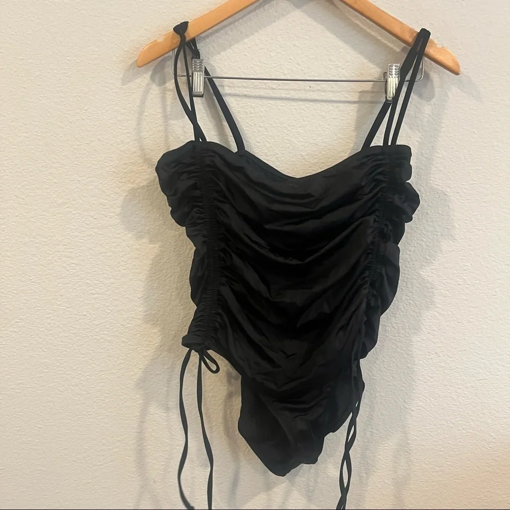 Good American  Shine Ruched One-Piece black swimsuit six 6 3XL